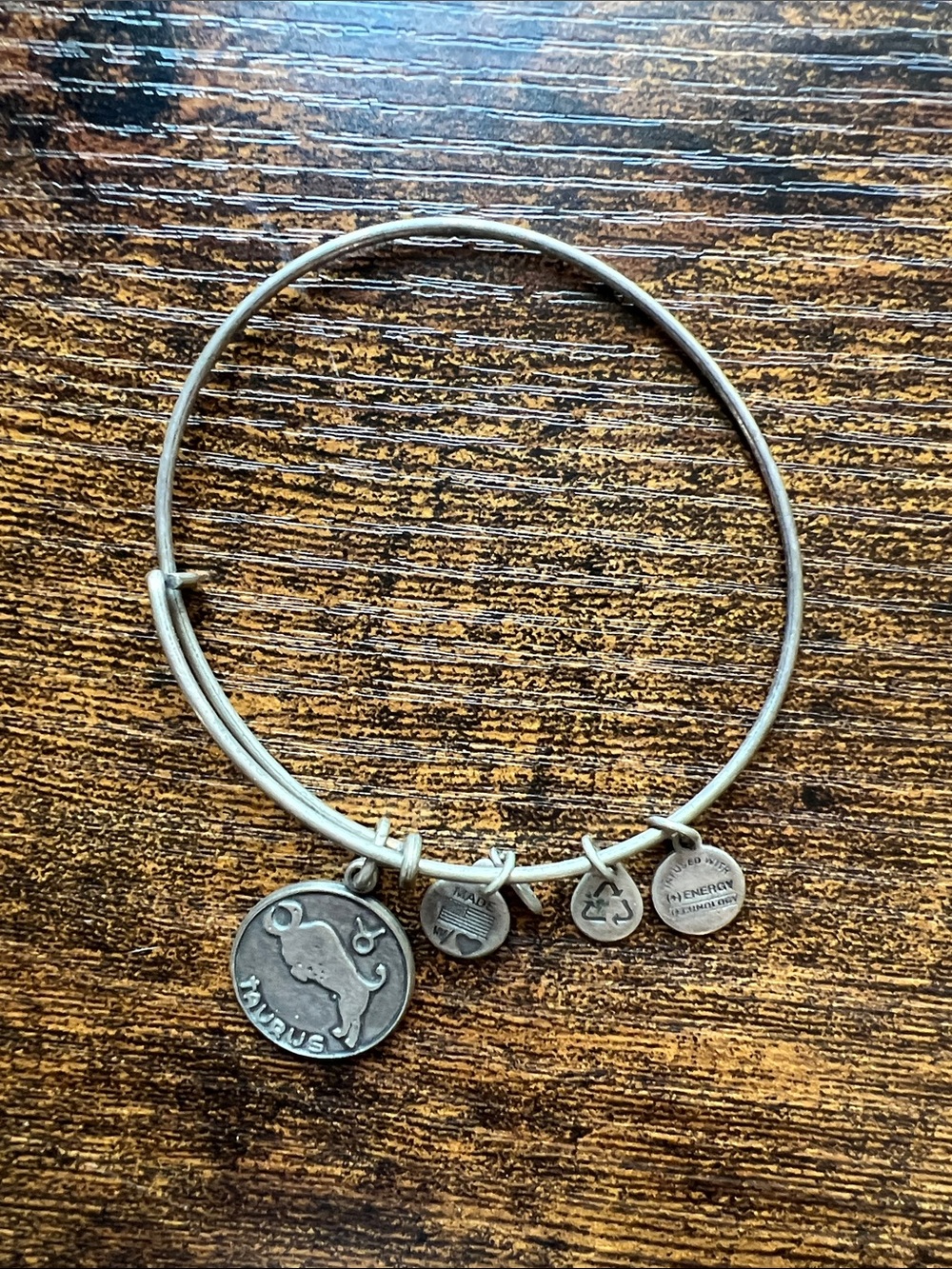 Alex and Ani Silver Taurus Charm Bangle